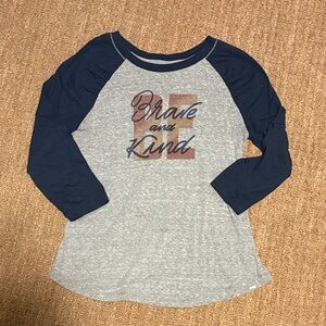 Anthropologie Alice Loro 'Brave and Kind' Raglan Tee - Gray and Navy